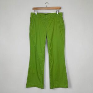 J. Crew Vintage Green Apple Low Fit Cotton Wide Leg Flare Trousers y2k Pants 6